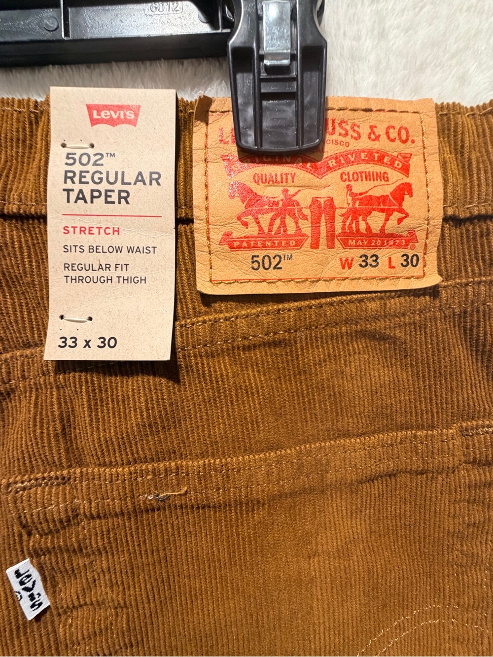 Levi’s 502 Regular Taper Corduroy Pants NWT Warp Stretch Brown 33x30 - Picture 14 of 14